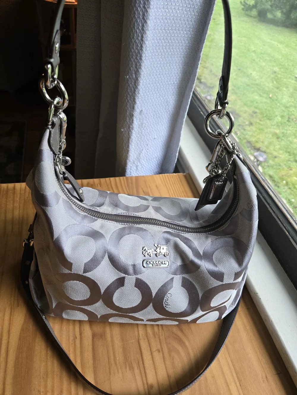 Coach Optic Signature Hobo Bag in Light Grey